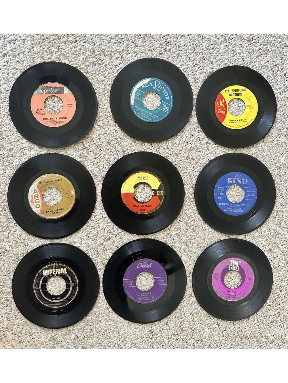Vintage 45 RPM Vinyl Records Lot of 9 Soul R&B Pop Rock Righteous Brothers Chess